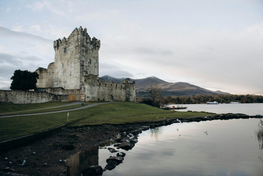 View of the Ross Castle by the Lough Leane, in Killarney National Park, County Kerry, Ireland